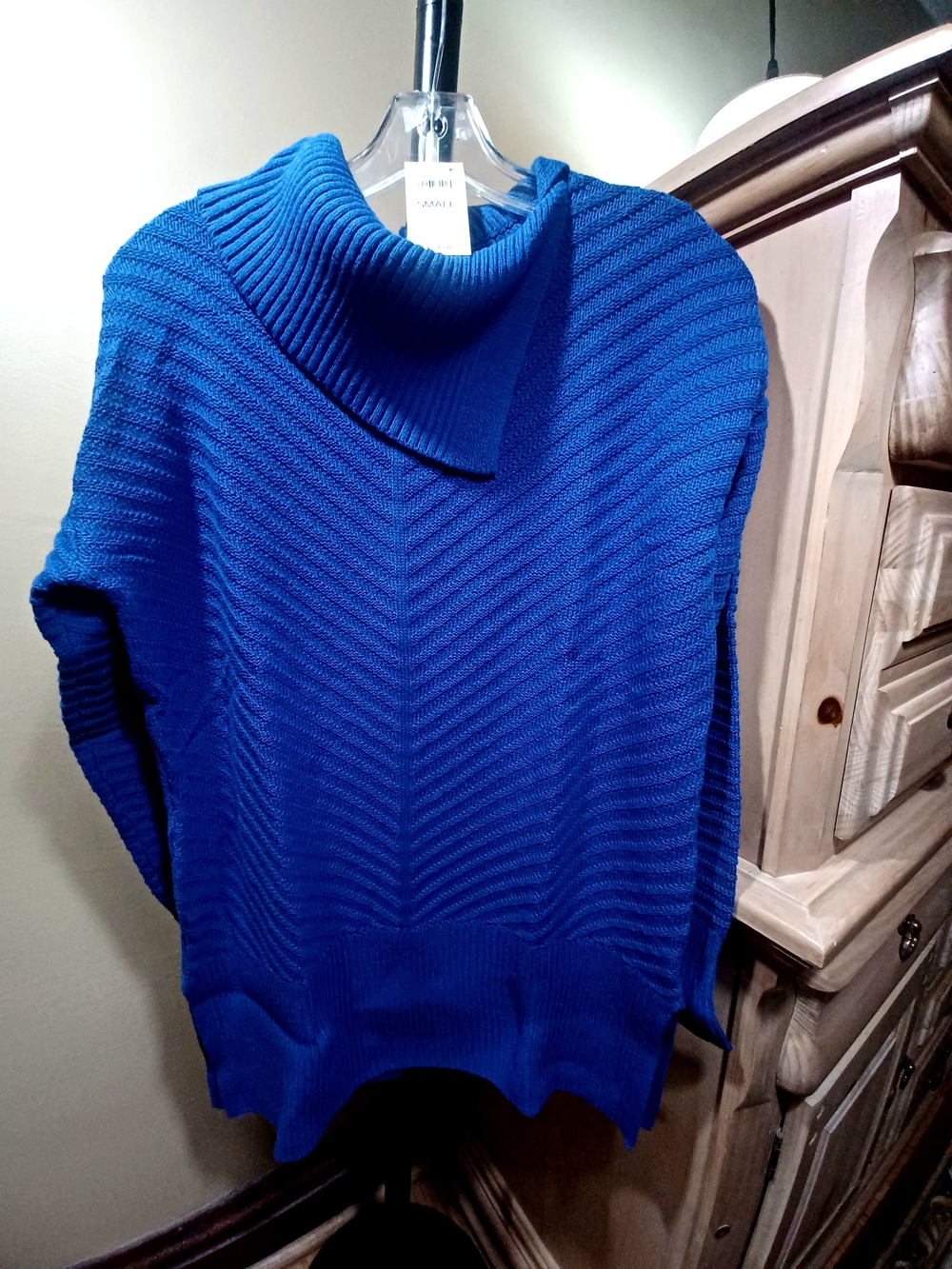 STYLE & CO ROYAL BLUE RIBBED COWL NECK SWEATER-(NWT)